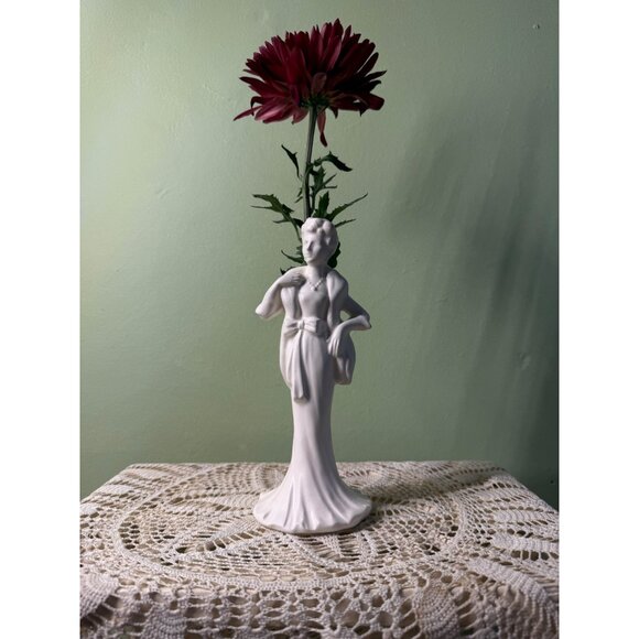 Vintage 50's Glam Lady White Ceramic Bud Vase Ruben Originals - Picture 10 of 16